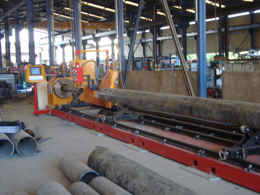 PLC CNC Pipe Profile Cutting Machine With Plasma Cutting Rack And Pinion Transmission